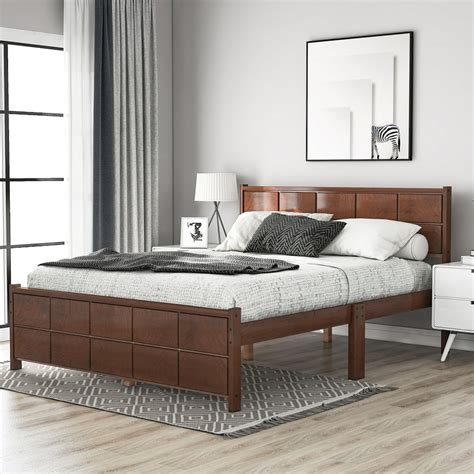 queen size bed frame with headboard wood